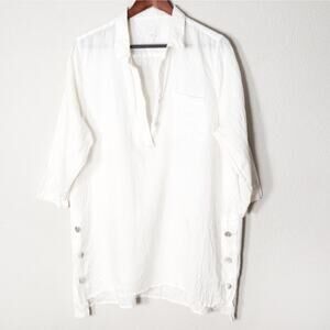 J. Jill Linen Tunic Shirt Size L Coastal Minimal Quiet Luxury